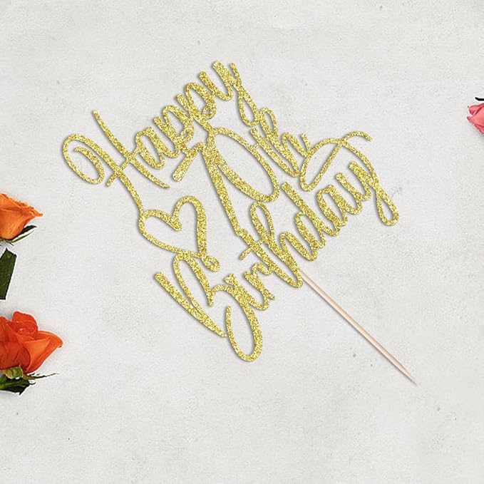 Gold Glitter Happy 70th Birthday Cake Topper - Cheers to 70 Years Cake Topper, 70 & Fabulous Cake Decoration for Hello 70th Birthday Anniversary Party Cake Decorations Supplies