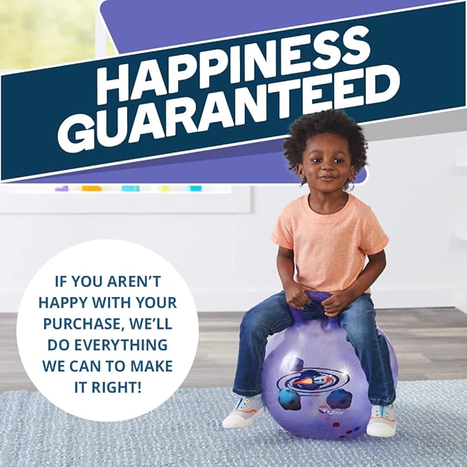 Flybar Hopper Ball for Kids, Inflatable Bouncy Ride-On Ball w/Handle for Indoor & Outdoor Active Play, Includes Pump, Jump Ball Toy for Boys & Girls, Supports Up to 165 lbs, Ages 3+, 18-Inch, Small