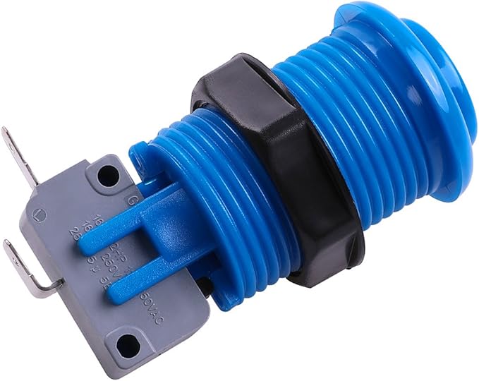 6 Piece HAPP Type Standard Arcade Push Button with Microswitch for Mame/Jamma/Arcade Video Games - 30MM Arcade Buttons (Blue)