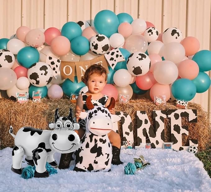 3D Cow Balloon for Western Cowboy Party Decorations,Cute Self Standing Cow Balloons for Western Cowgirl Theme Birthday Party Favor Supplies Decor