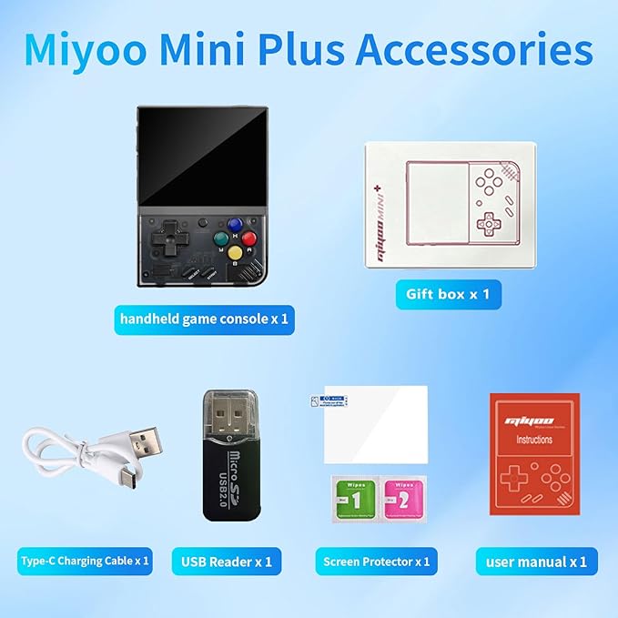 Miyoo Mini Plus Retro Game Console,3.5 Inch IPS Classic System Retro Video Games Consoles,with 64G TF Card and Wireless Networt Handheld Console Casual Game Console(Black)