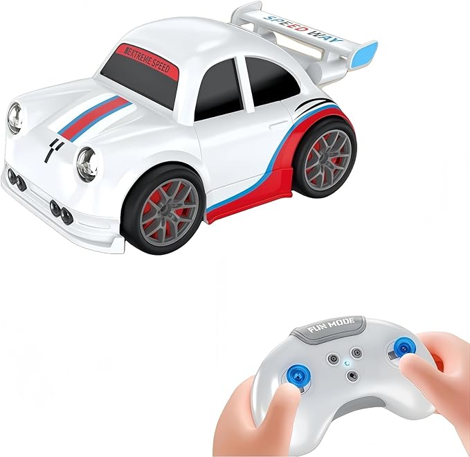 3-in-1 Smart RC Car with Follow & Escape Modes, 360° Stunt Drift, Voice/Light Effects, and Pet Play Mode, 4WD Remote Control Car Toy for Kids and Cat Dogs (White)