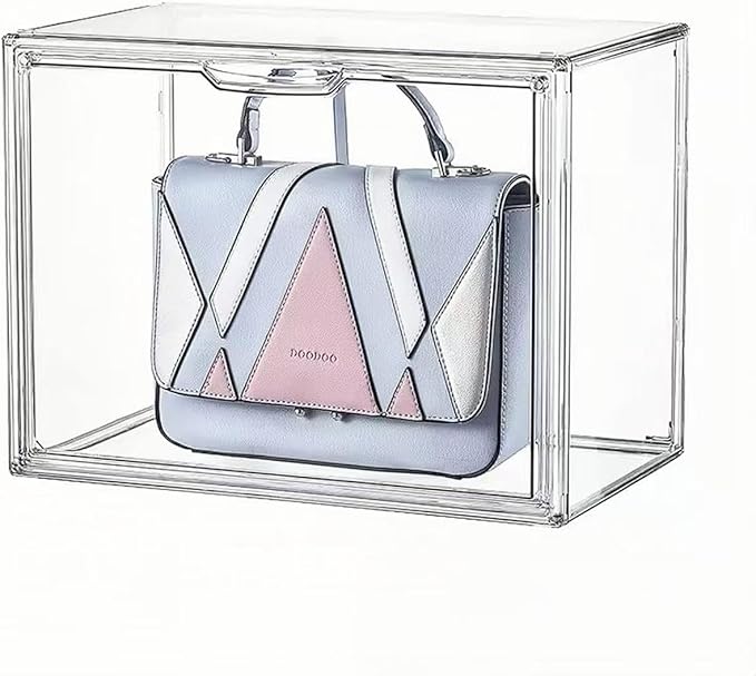 Large Clear Acrylic Display Box with Front Door – Spacious Organizer Case for Collectibles, Skincare, Toys, Office Supplies, 14.17×8.66×10.63 inches Transparent Storage Cabinet