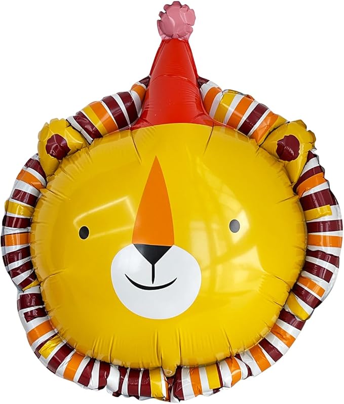 Animal Head Foil Balloon Kit, Lion Bear Monkey Cat foil balloon, Birthday Party Decorations, Baby Shower Supplies (Lion(2 pieces))