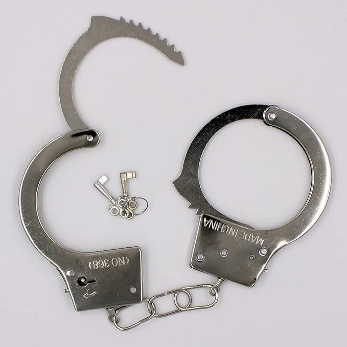 3 Pack Kids Play Toy Metal Handcuffs with Key for Swat Police Role Play Kids Party Supplies