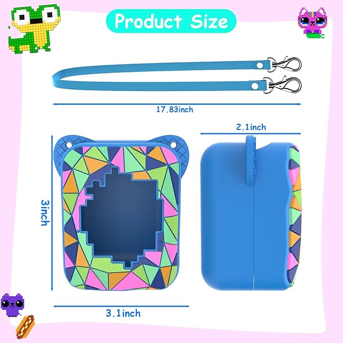 Silicone Case for Bitzee Magicals Digital Pet, Skin Sleeve for Bitzee Magicals Interactive Digital Pet Protective for Girls & Boys with Lanyard (Blue)