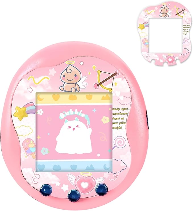 Holographic Laser Faceplate Sticker for Tamagotchi Uni, Self-Adhesive DIY Face Plate Decal, Shimmering Protective Skin for Virtual Pet - (for uni-Angel Pink)