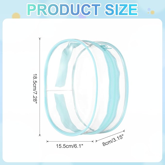 uxcell Figure Display Bag, 6.1 x 3.1 x 7.3 Inch PVC Oval Portable Dolls Pouch Carrying Case Storage Bag Keychain Charm for Showing Off Boxes Dolls, Sky Blue