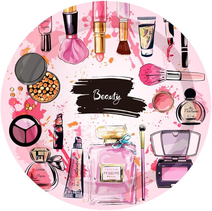 Lide Road Makeup Theme Party Supplies - 64 Pcs, Serves 24 Guests - Pink Makeup Party Plates & Napkins for Birthday & Wedding Parties