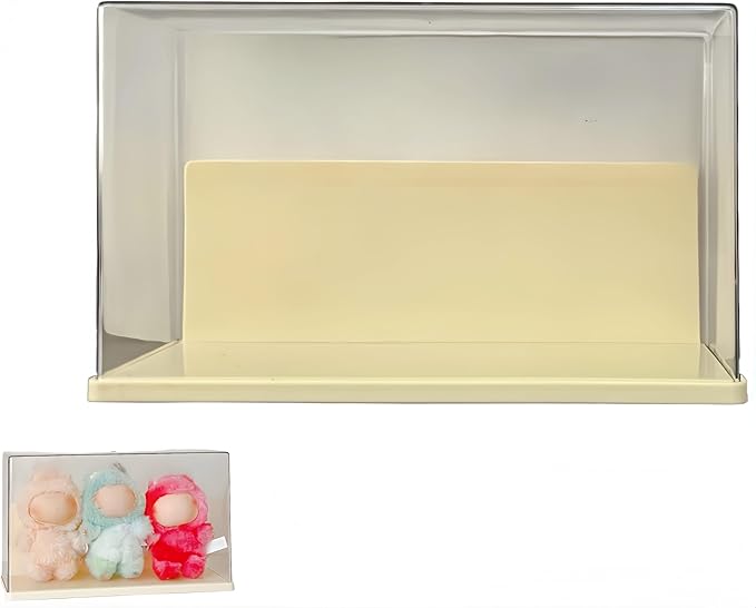 Clear Display Cases Compatible with Labubu 6.7inch Doll, Plastic Stackable Collectibles Showcase , Dust-Proof Storage Box with Lid for Model Car Stand, Small Doll, Mini Toy(Doll Not Included) (One)