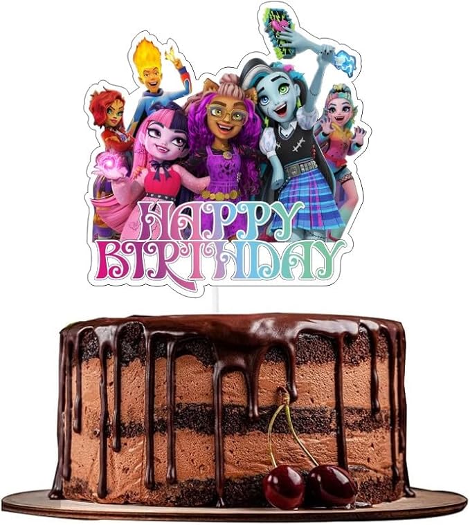 25pcs Monster Cake Decorations with 1pcs Cake Topper, 24pcs Cupcake Toppers for High Birthday Party Supplies