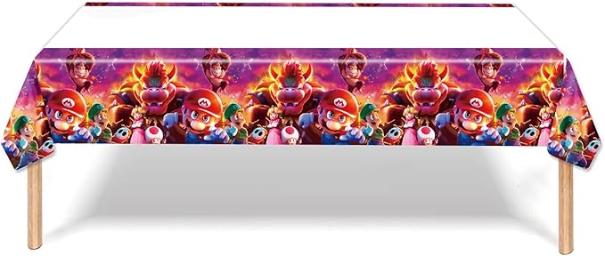 Mario Move Party Supplies 41Pack include 20 plates, 20 napkins 1 tablecloth for Mario Move birthday party Decoration
