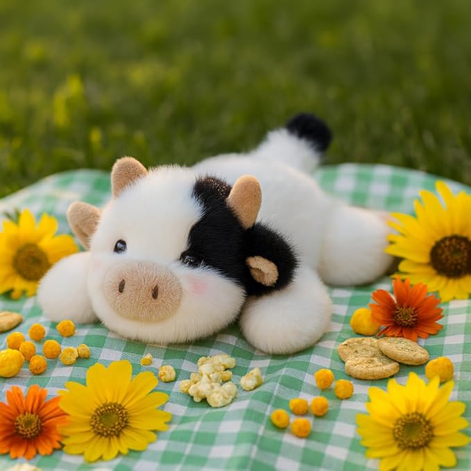 Adorable Cow Stuffed Animal Soft Plush Cow Plush Toy Cute Birthday Gifts for Kids Adults