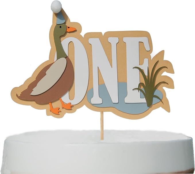 One Lucky Mallard Duck Cake Topper,Mallard 1st Birthday Decoration,Little Duck Hunter Party Decor,Mallard Duck Birthday Party Supplies,Duck Hunting Theme,Lucky Baby Shower Cake Tooper