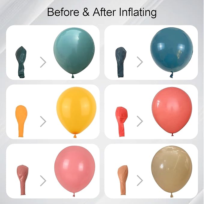 60pcs Boho Rainbow Balloons Assorted Colors Dusty Slate Blue Blush Pink Mustard Yellow Balloons, Retro Colorful Balloon Kids' Party Balloon for Here Comes the Son Baby Shower Decor Groovy Birthday