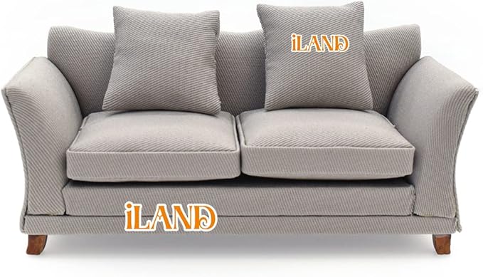 iLAND Modern Dollhouse Furniture on 1/12 Scale, Miniature Couch for Dollhouse Living Room (Khaki Drills)