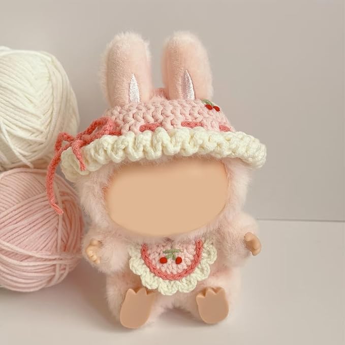 Clothes for Doll, 15/17cm Doll Clothes Set Suitable for Dolls Accessories - Hat + Bib (NO Doll),Cherry