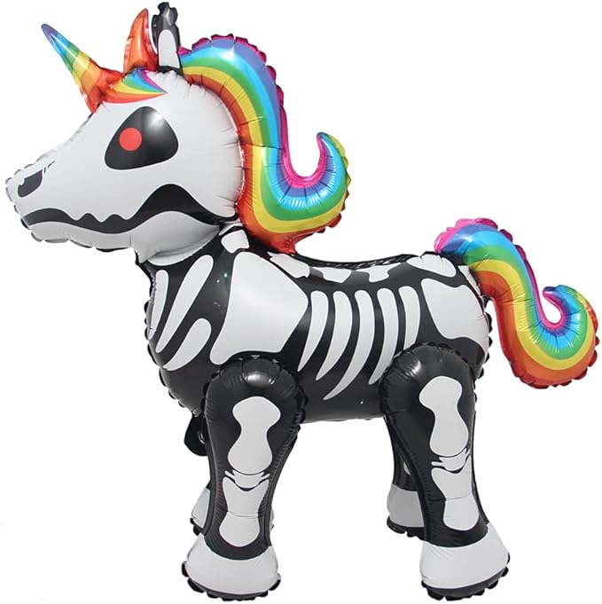 4D Walking Balloons Animal Foil Balloon Lion Panda Alpaca Cow Horse hippo leopard Ballon Jungle Forest Zoo Theme Baby Shower Birthday Party Supplies (4D Skeleton Horse)