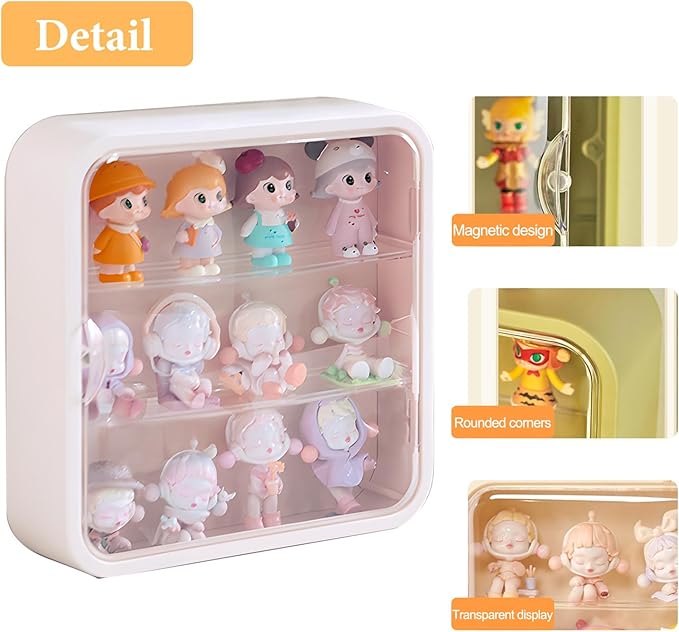 Clear Display Case for Figures, Acrylic Wall Mounted or Desktop Doll Storage Box Organizer Shelf Display for Collectibles Action Figure Blind Box Figures, Dustproof Figure Display Case