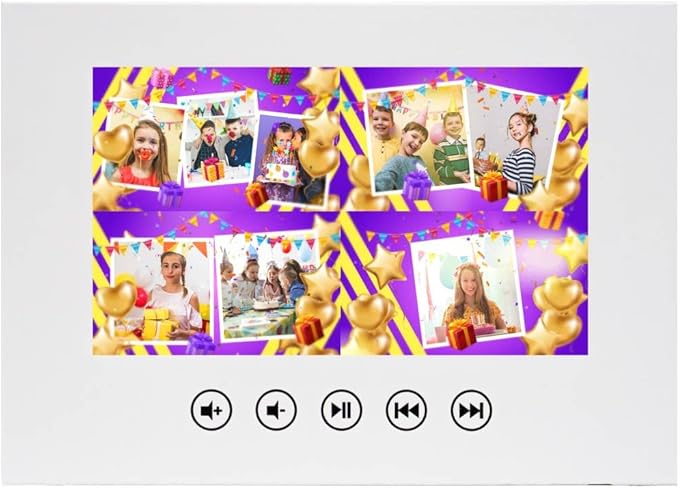 Birthday Video Card for Kids – Add Photos for Personalized Slideshow – Custom Greeting Gift – 7-Inch Digital Display, 256MB Storage, Rechargeable Battery, Plays Instantly