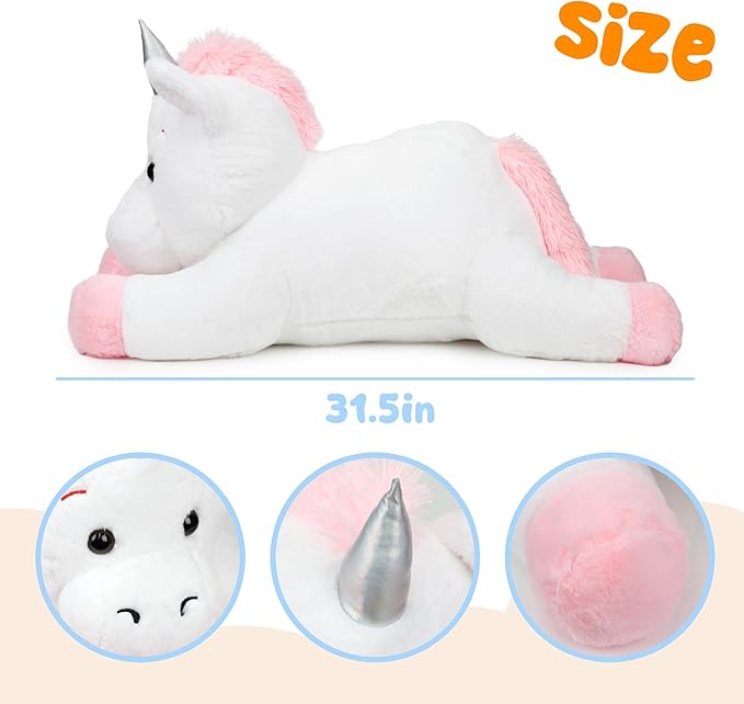 Unicorn Stuffed Animal, Giant 32" Stuffed Plush,Large Soft Plush Unicorn Toy Birthday Holiday Party Gifts for Kids Girls
