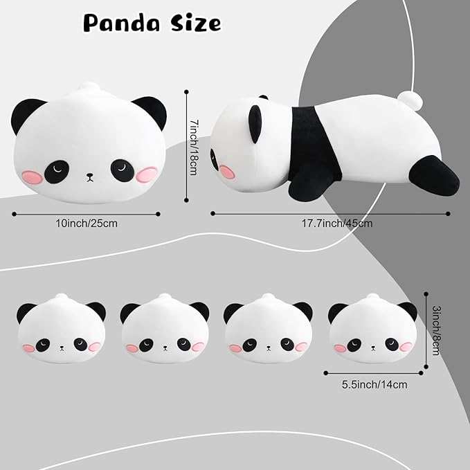Panda Stuffed Animal Cute Panda Plush Pillow with 4 Baby Plushies in Her Tummy, Soft Cotton Stuffed Animals Toy Gifts for Kids