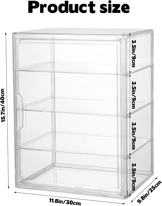Clear Acrylic Miniature Storage Case for Collectibles Stackable Miniature Carrying Case Transport Action Figure Display case with Magnetic Door for Death Guard 40k Warhammer 40k Miniatures