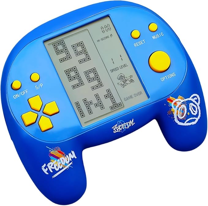 JXD Handle Brick Game Console 4.1Inch Great Grip Feeling 2574 in 1 Retro Puzzle Block Games Handheld Game Player for Travel/Indoor/Outdoor Children/Students/Teens/Birthday (Blue)