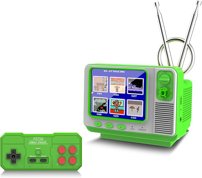 EASEGMER Retro Handheld Game Console with 168 Classic Games, Mini TV Style, 3.0" Screen, AV Output, 2 Player Support, Rechargeable Battery for Kids Ages 4-12.