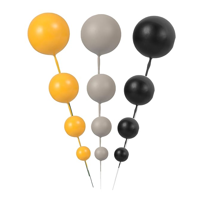 Gyufise 30Pcs Ball Cake Topper Mini Balloon Cupcake Toppers DIY Foam Ball Cake Insert Decoration for Wedding Anniversary Baby Shower Birthday Party Decorations Supplies Orange Dark Grey Black