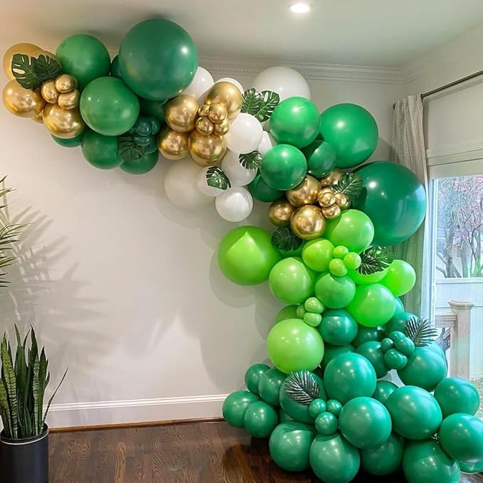 Green Balloons Dark Green Balloon Set, 50 Pcs 12 inch Different Shades Emerald Green Lime Green Confetti Latex Balloons For Jungle Safari Party Supplies St. Patrick's Day Decoration