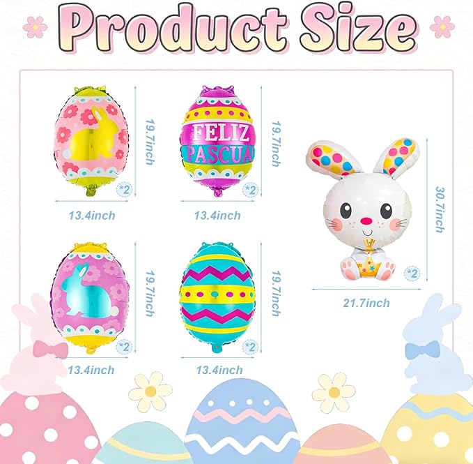 Easter Egg Balloons Easter Balloons Easter Bunny Balloons for Party Decorations Supplies and Holiday Celebration