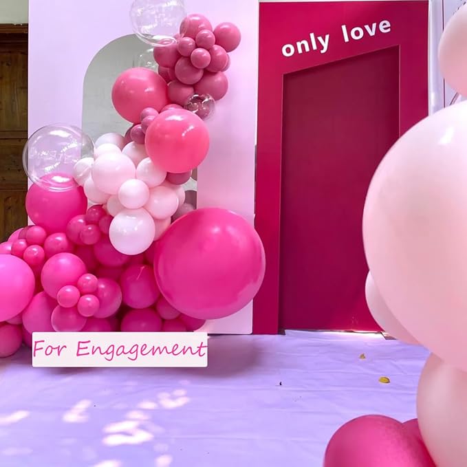 Pink Balloon Garland Arch Kit, 155 Pcs Different Shades of Pink Balloons for Girls Women Princess Birthday Bridal Baby Shower Wedding Party Decorations
