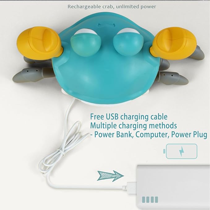 Crawling Crab Dog Toys, Escaping Crab Dog Toy with Obstacle Avoidance Sensor, Dancing with Music Sounds & Lights for Dogs Cats Pets, Pre-Kindergarten Learning Crawl
