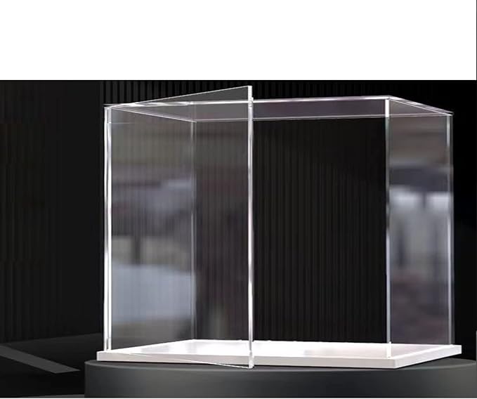 Openable Clear Acrylic Display Case-Assemble Countertop Box with White Base,Dustproof Protection Showcase for Action Figures Toys Collectibles (25x20x15cm/10x8x6inch)