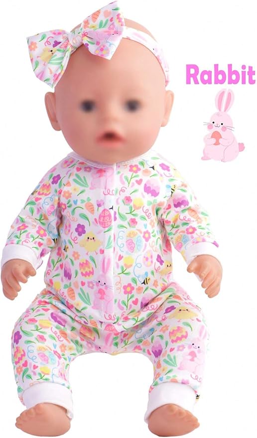 Baby Doll Accessories 5 Set Baby Doll Clothes and Headbands for 14-18 Inch Dolls, 10 PCs in Total