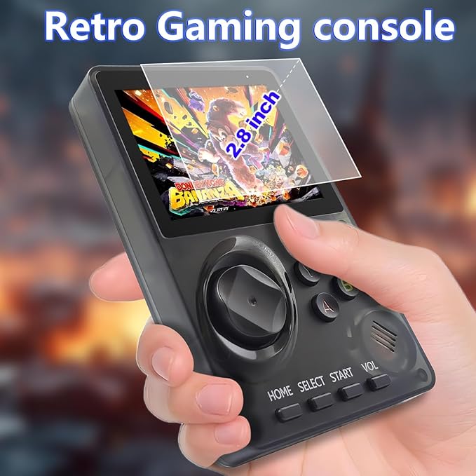 16 Bit Game Console 2.8-inch Super Wide Lcb Preloaded 100 HD Handheld Video Game Seniors Electronic Games Player Birthday Present Xmas (Transparent Gray)