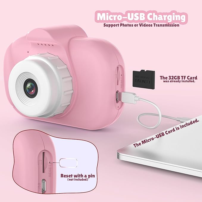 Kids Camera for Girls Toddlers, 3-12 Year Old Girl Gifts Toys, HD Digital Toddler Camera for Kids, Christmas Birthday Gifts Kid Camera Toys for 3 4 5 6 7 8 9 10 12 Year Old Girls Boys