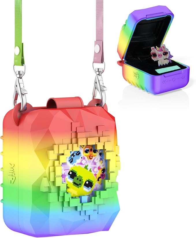 Soft Silicone Case for Bitzee Magicals Interactive Toy Digital Pet, Shockproof and Protective Carrying Case for Bitzee Magicals Virtual Electronic Pets with Lanyard (Rainbow)