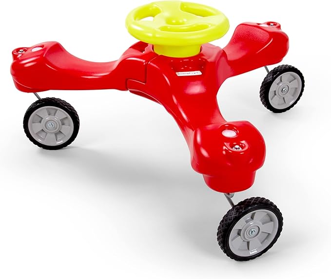Simplay3 Boomerang Bike Ride-On Trike Toy for Ages 1.5-5, Accommodates Up to 3 Kids, Swivel Caster Wheels, 32" x 32" x 19.5", Red