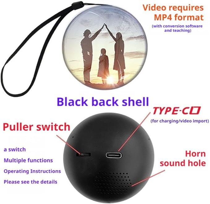 Creative Crystal Ball Video Player - 3D Electronic Glass Ball with MP4/JPG Support, 4GB Storage & Adjustable Volume, Ideal for Gifts, Travel Memories & Family Moments (White)