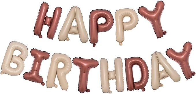 ZHENGYE Happy Birthday Balloon Letters Banner Happy Birthday Sign Capital Mylar Foil Birthday Banner Balloons Boys Girls Birthday Party Decorations Supplies(Nude Brown)