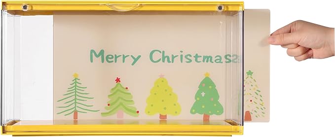Clear Display Cases for Collectibles - Dustproof Display Cabinet with Removable Backdrop, DIY Scene Setup for Action Figures & Model Collections (Yellow)