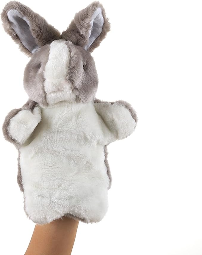 Bunny Hand Puppets Rabbit Plush Animals Toys for Kids Imaginative Pretend Play Storytelling (Gray)
