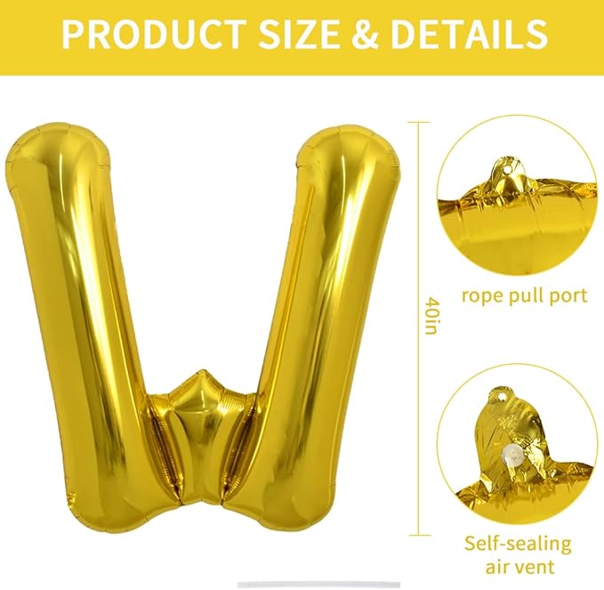 TONIFUL 40 Inch Large Gold Letter Balloons, Helium-Filled Foil Mylar Big Balloons for Birthday Party Anniversary Decorations