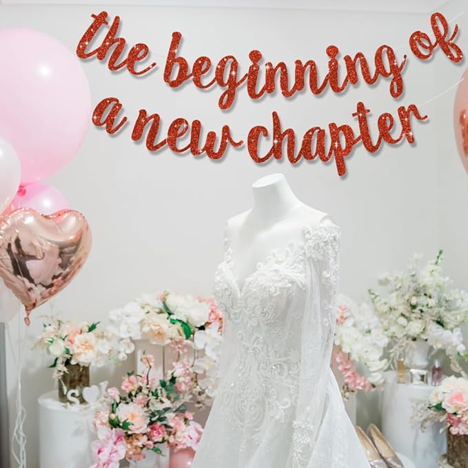 BEISHIDA Glitter Red The Beginning of A New Chapter Banner Farewell party decorations Graduation Sign 2026 Banner Happy retirement Supplies Going away party Valentine's Day Anniversary Sign Banner