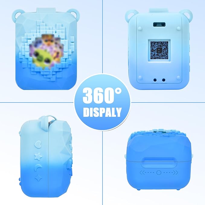 Silicone Cover Case Compatible with Bitzee Magicals Interactive Toy Digital Pet, Protective Sleeve Skin with Detachable Shoulder Strap for Virtual Electronic Pets & Accessories (Bag Only) - Blue