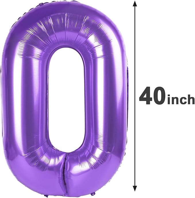 Big Purple Number 0 Balloons 40 Inch, 2025 Foil 0 Number Balloons, Number Zero Balloons for 10 20 30 40 50 60 70 80 90 100 Birthday Party, Numbers Balloon Anniversary Graduations Decorations