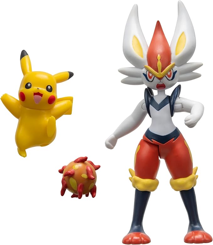 Pokémon Battle Figure 2 Pack - Features 4.5-Inch Cinderace and 2-Inch Pikachu Battle Figures with Accessory - Amazon Exclusive