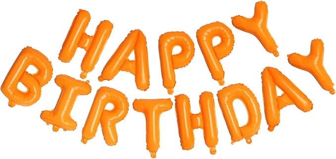 Happy Birthday Orange Aluminum Foil Letters Balloons 16 Inch Aluminum Foil Banner Balloons for Birthday Party Decorations Supplies